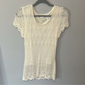 Off-White Light Knit Tunic Top Size Petite Medium